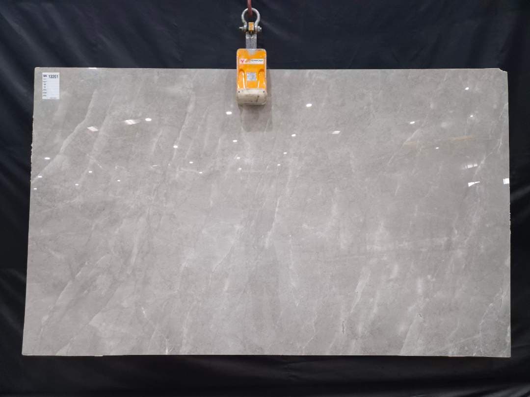 Kansas Grey Polished marble slab in Grey