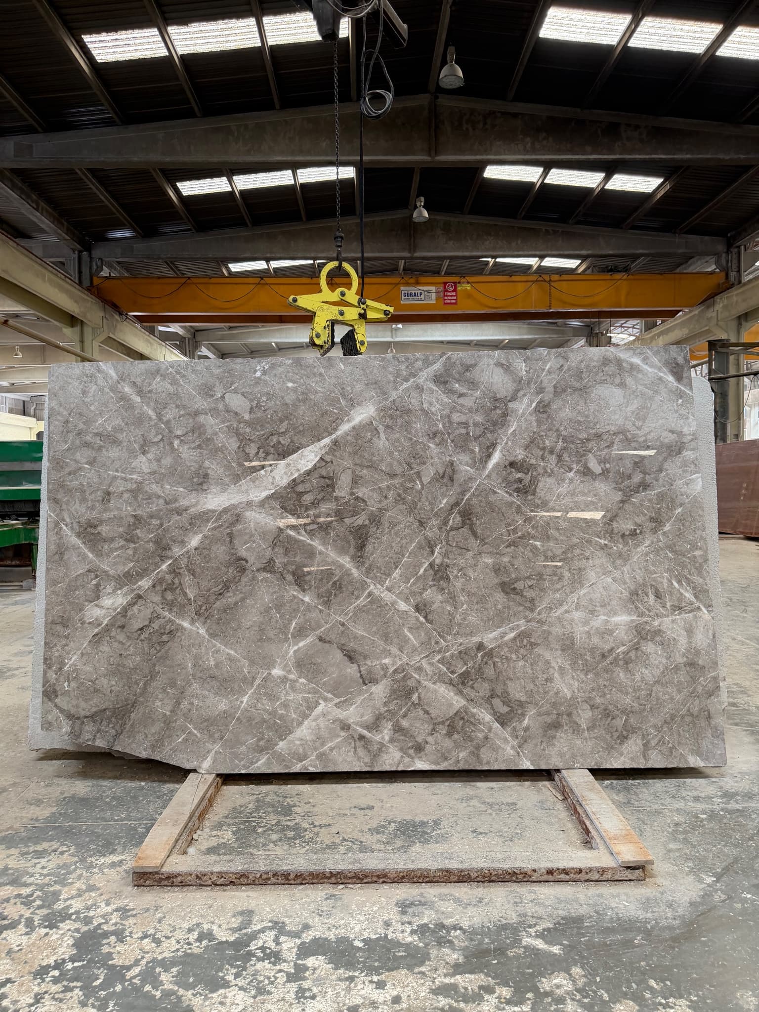 Antique Grey polished marble slab in Grey
