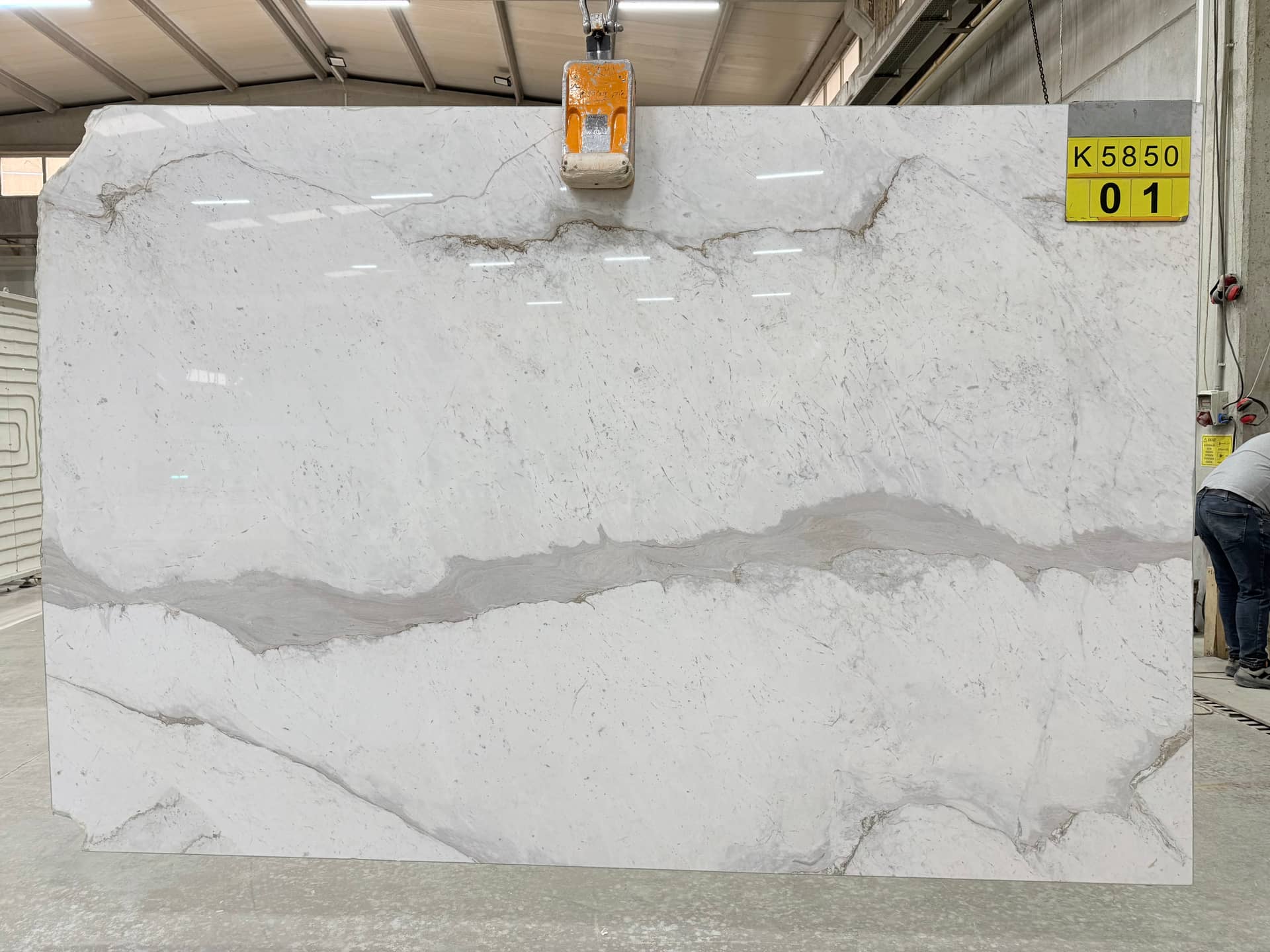 Biancone Venato Honed marble slab in White